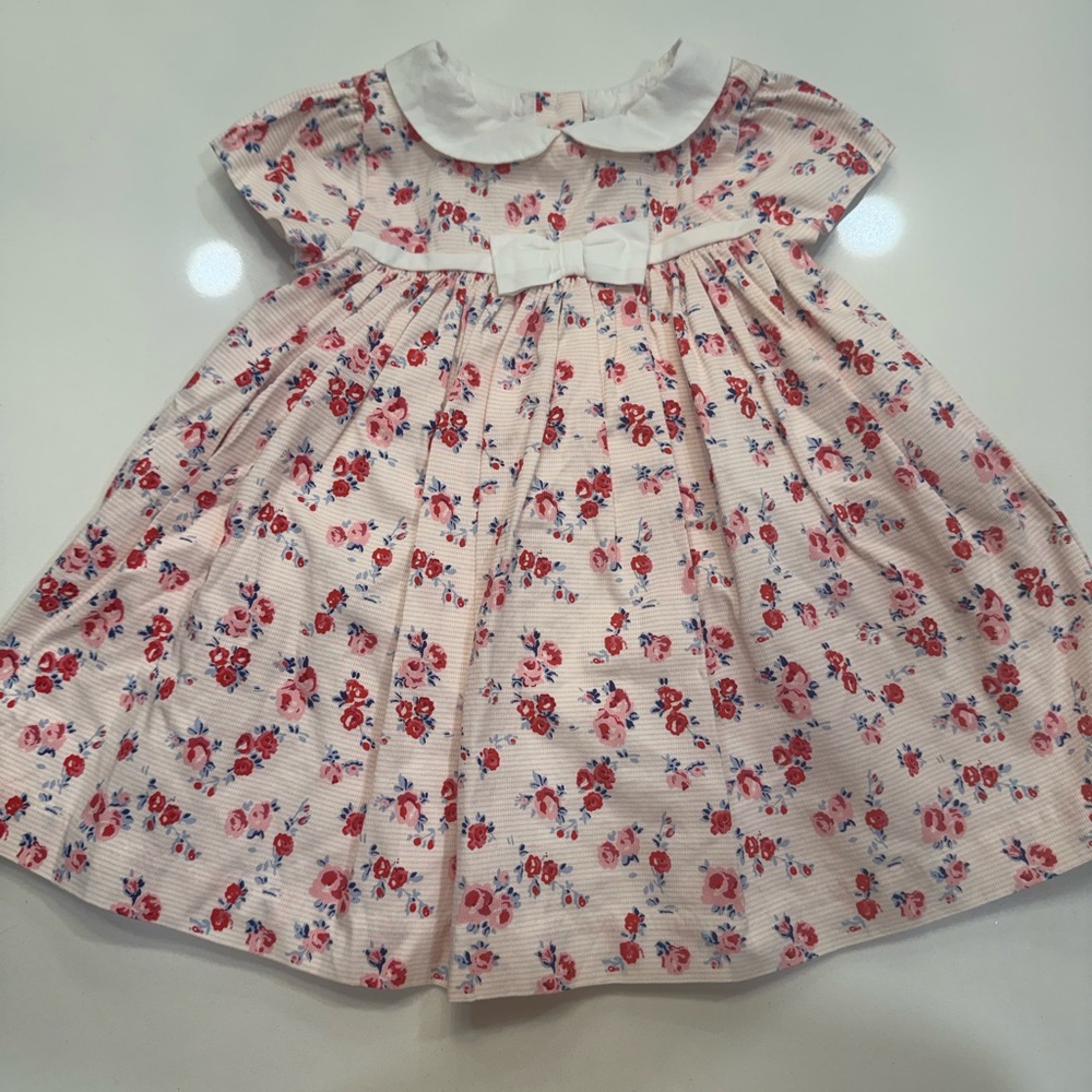 Janie and Jack White Dress with Pink Floral Accents